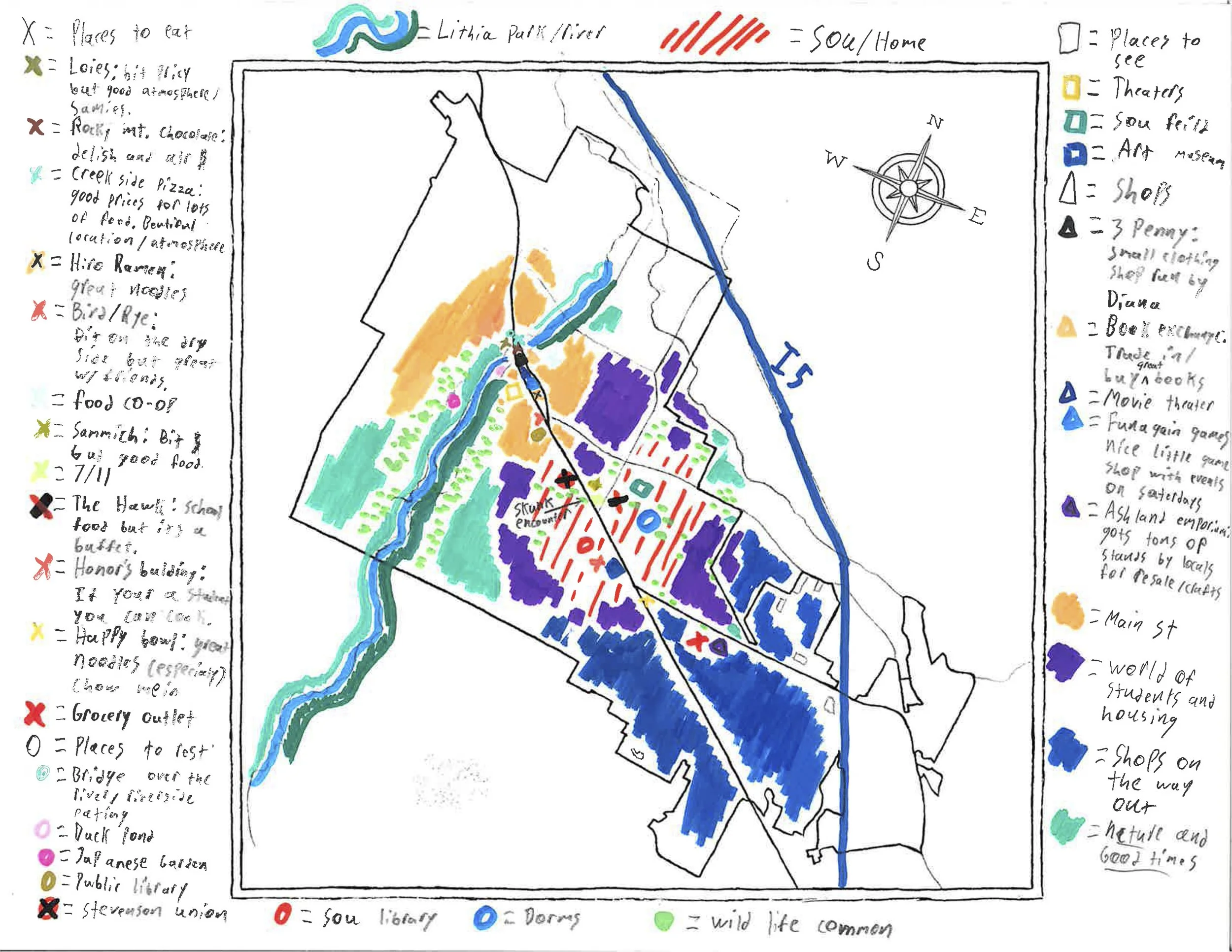 Mason George, 18
White
SOU Freshman & EMDA Major
I made this as a little map of the places I love to go to and have found since moving down here. There's lots to do so please, add to this map with the small places you frequent :-)
