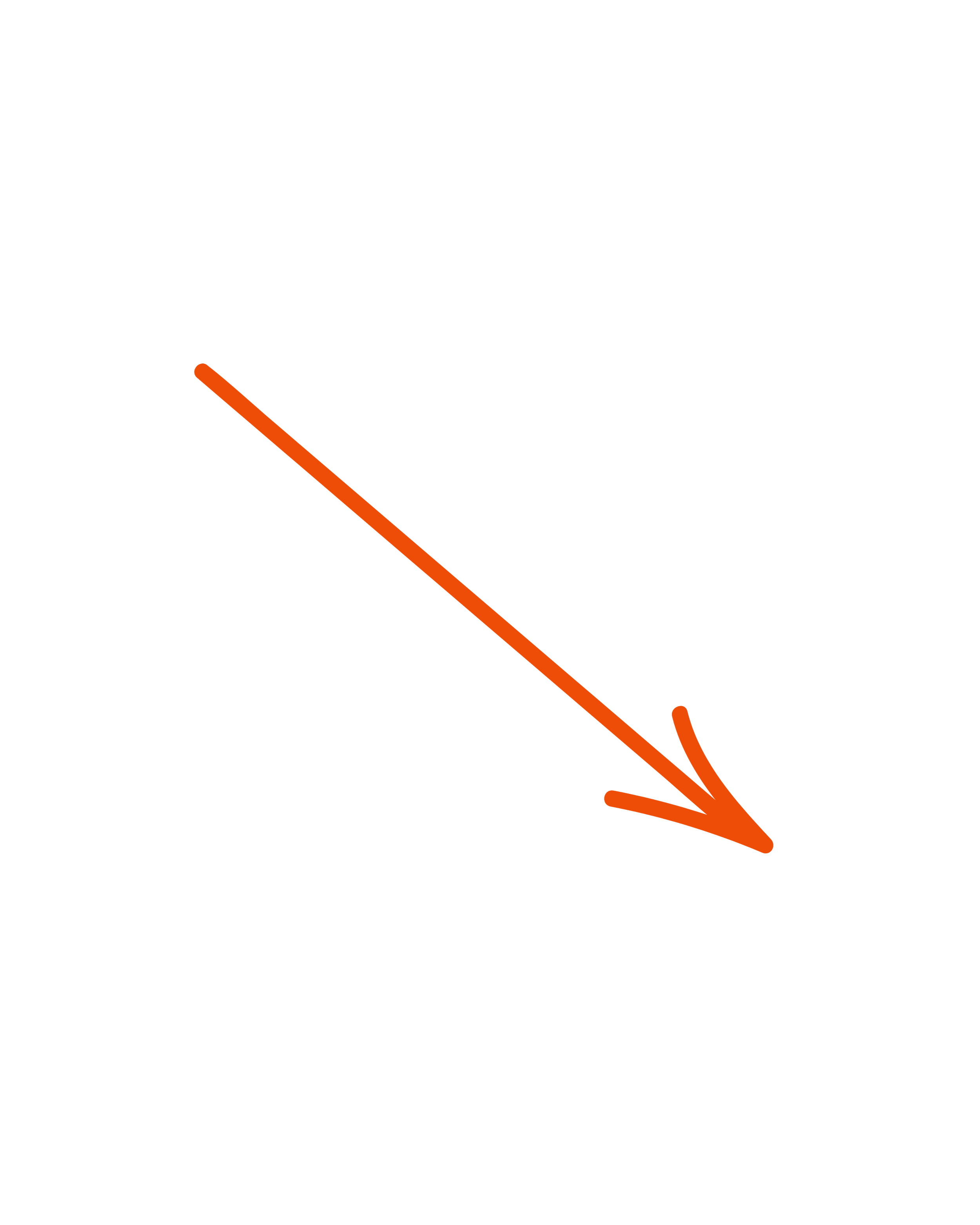 A black background with a large orange arrow pointing downward.