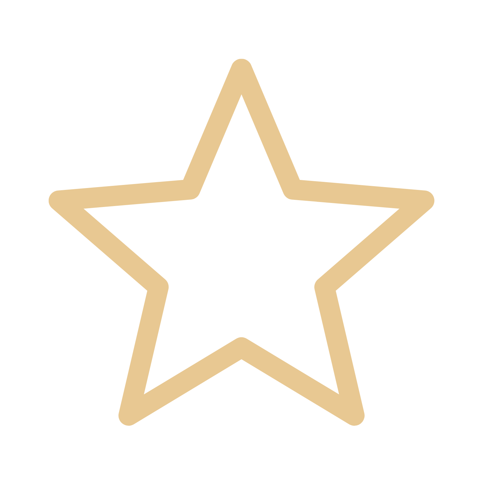 Gold outlined star icon on a transparent background