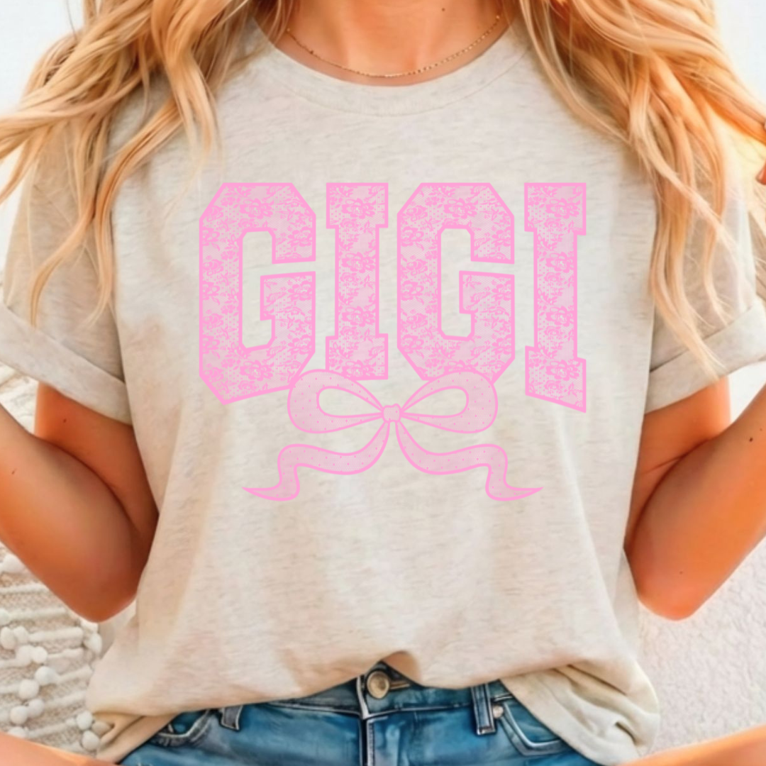 GIGI Graphic Tee with Bow Accent