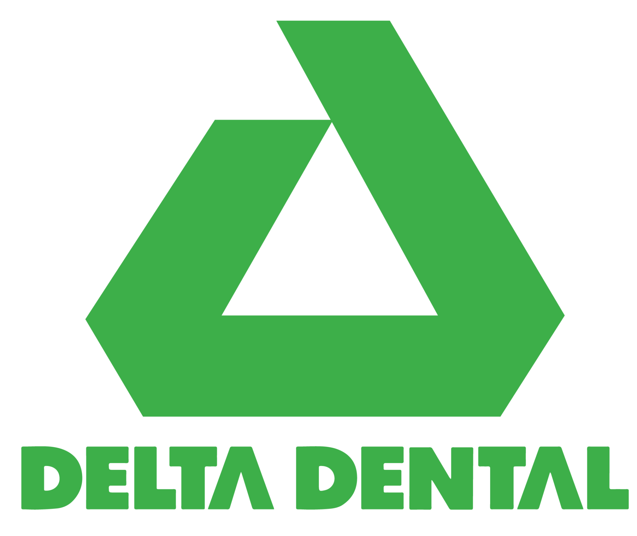 Green geometric logo with a stylized triangle and hexagon shape, with the words 'Delta Dental' beneath it.