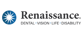Renaissance logo with a blue starburst icon and the word 'Renaissance' in black, followed by the words 'DENTAL, VISION, LIFE, DISABILITY' in smaller black text.