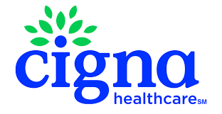 Cigna Healthcare logo featuring green leaves above the company name.