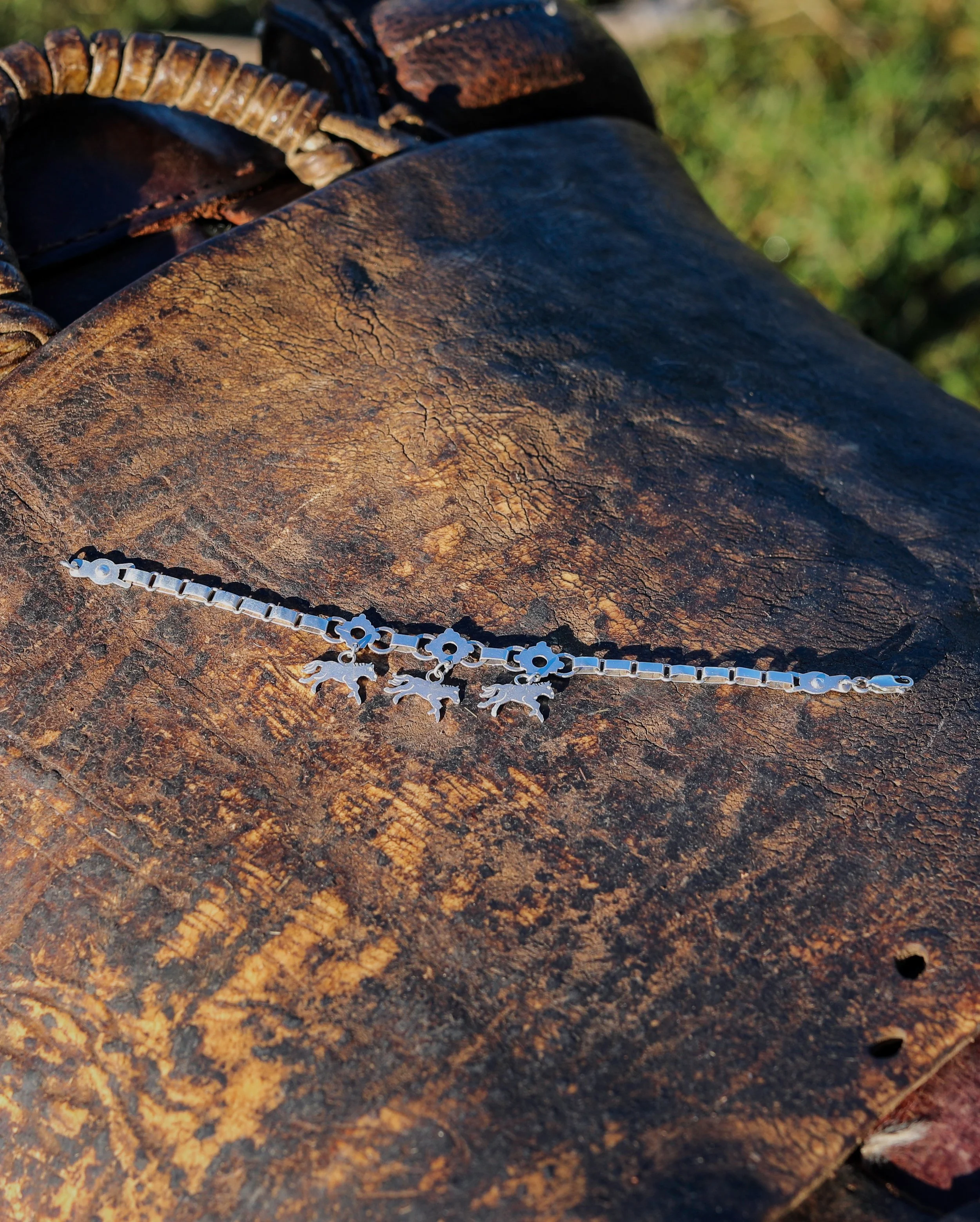 Running Horses Mapuche Silver Bracelet