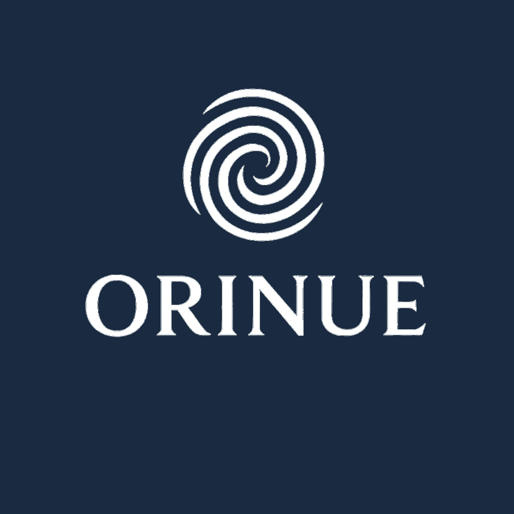 Orinue favicon with spiral shaped mark on navy background