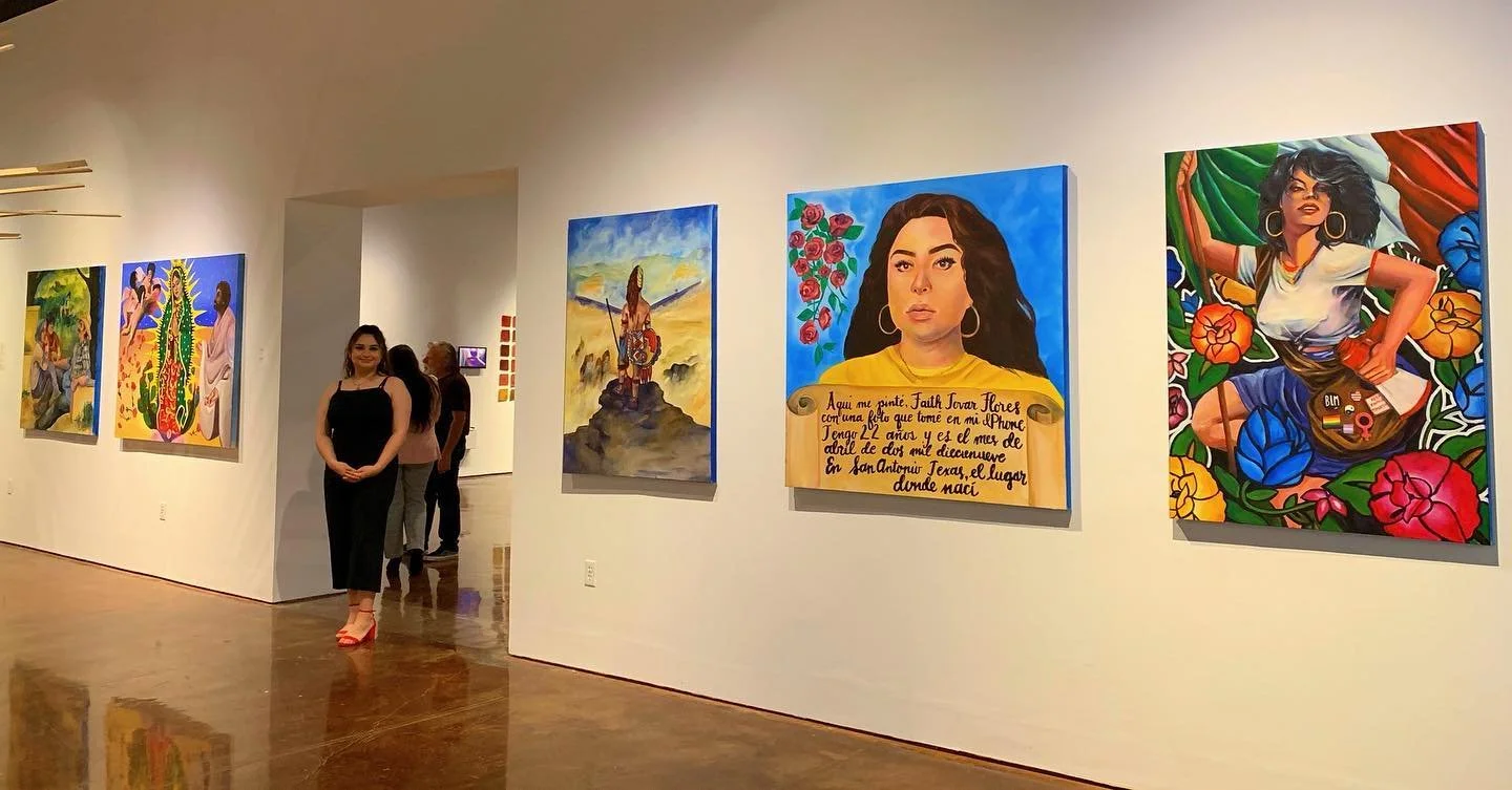 Faith Tovar Flores 
Being a Latina woman during this climate of political, social, and economic inequalities is what is illustrated. I can only speak from my perspective and from my experiences. 
I used references of masters&rsquo; pieces for my conj