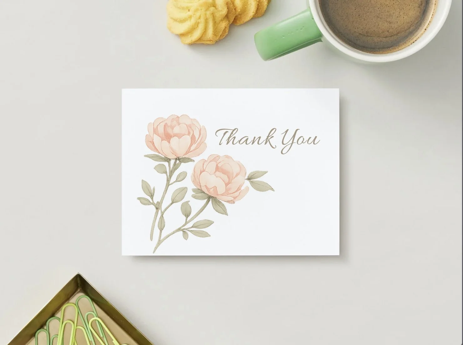 Thank You Card – Soft Pink Floral Watercolor Greeting Card