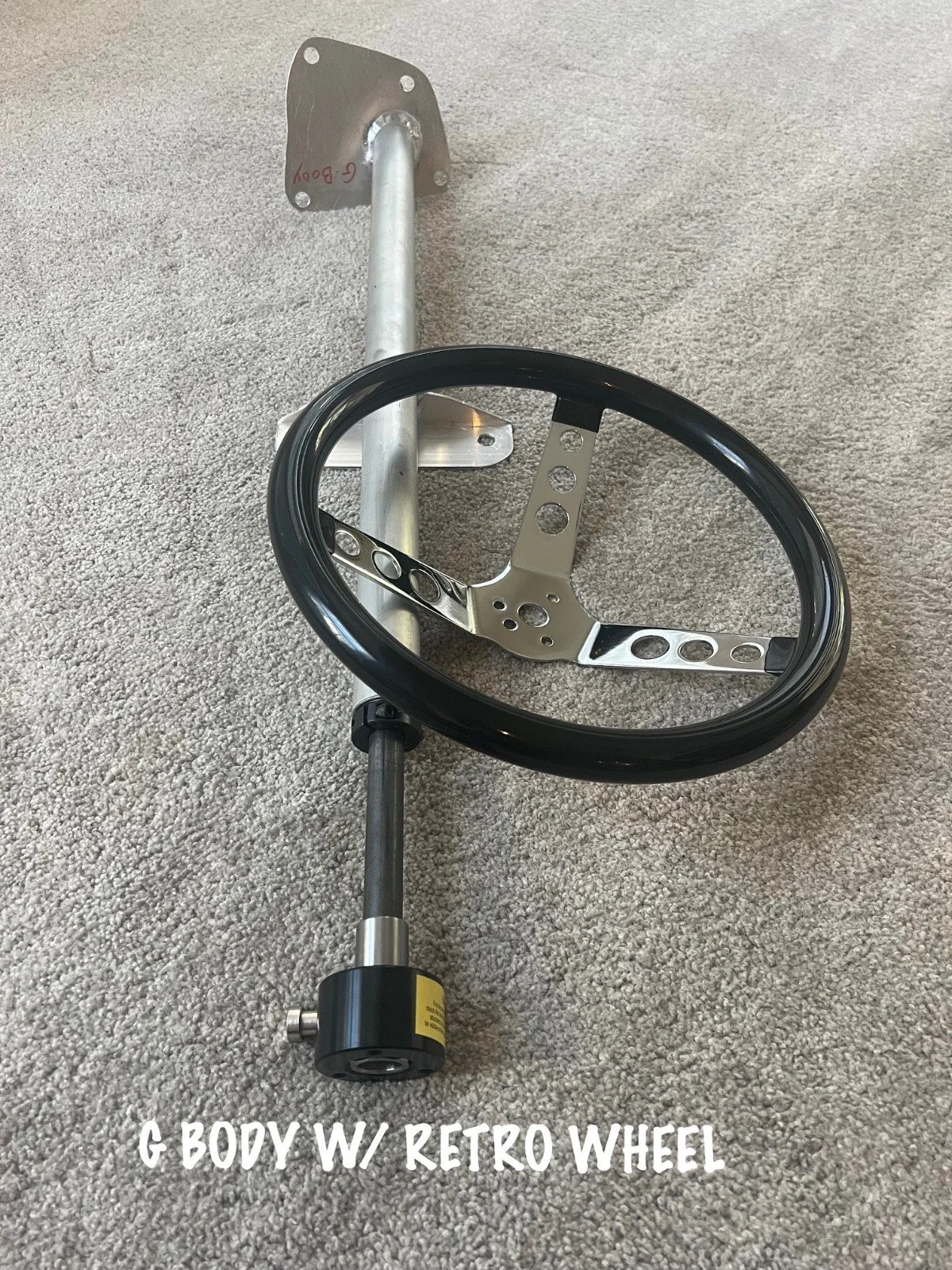 G-BODY GM DRAG RACE STEERING COLUMN KIT w RETRO ''GASSER'' STEERING WHEEL