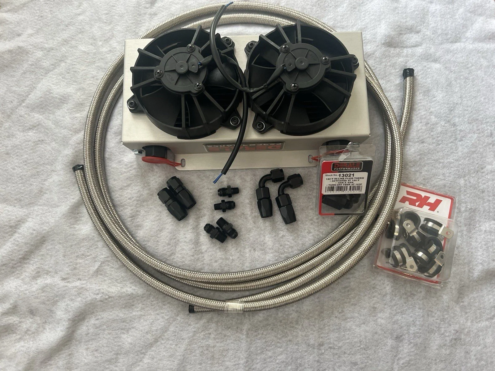 DERALE 13740 Powerglide TRANSMISSION COOLER KIT W/6 AN FITTINGS,HOSE& THERMO