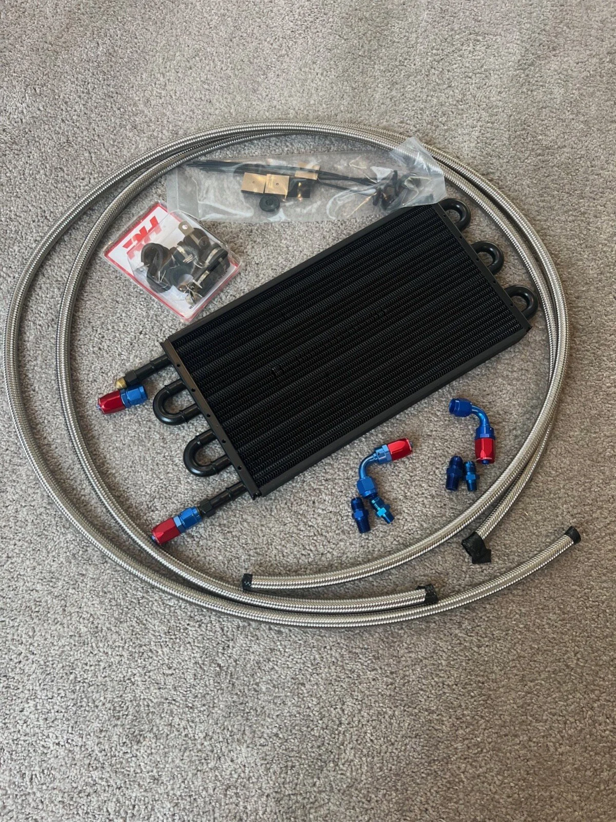 GM TH350 TH400 ,700R4 TRANSMISSION COOLER KIT W/6AN BRAIDED LINE & FITTINGS