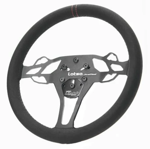 LOTSE  ProMod Light Drag Racing Steering Wheel [13 in. Diameter] Black Suede w/Red Stripe