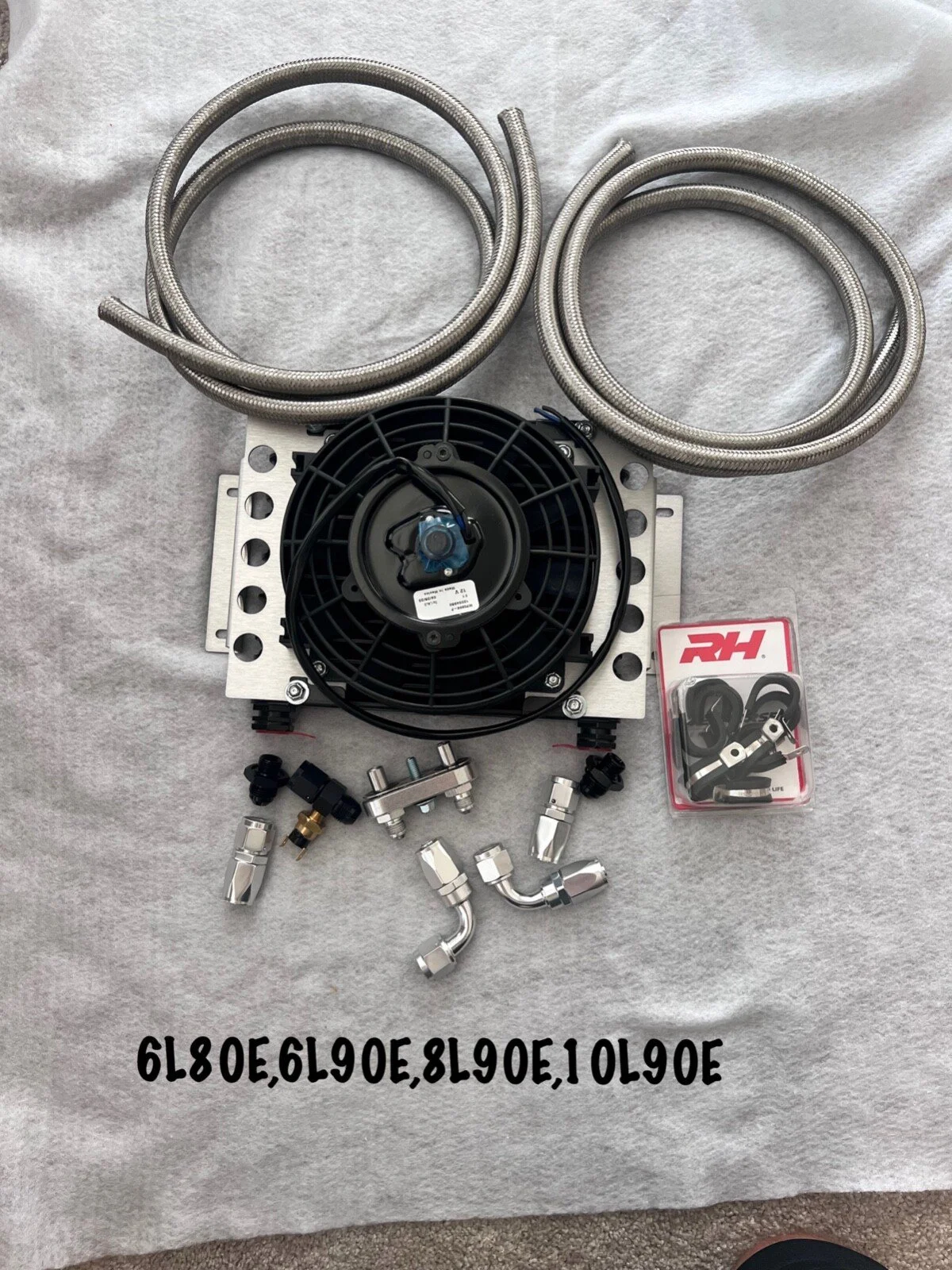 6L80E/90E, 8L90E DERALE 13750 TRANSMISSION COOLER KIT W/ Fan ,6AN LINES,THERMOSTAT