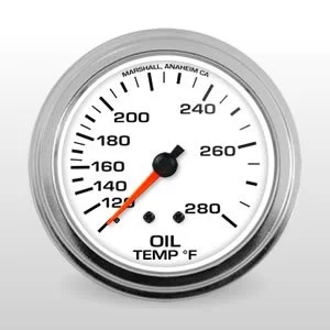 Comp II 2-5/8" Mechanical Oil Temperature Gauge. White Dial Performance Gauge