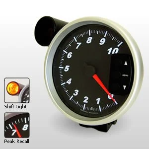 ENGINE WORKS 5" BLACK FACE Comp II Memory Tachometer with shift light.