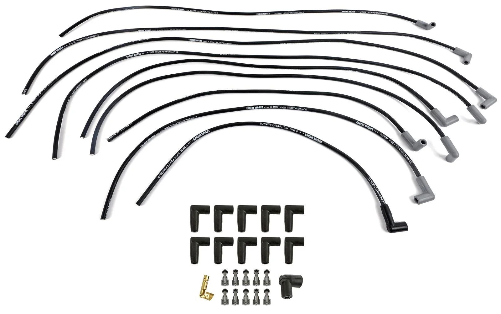 Engine Works Universal HEI/Coil Wire Set 135  degree  Straight  Plug End Black (Copy)