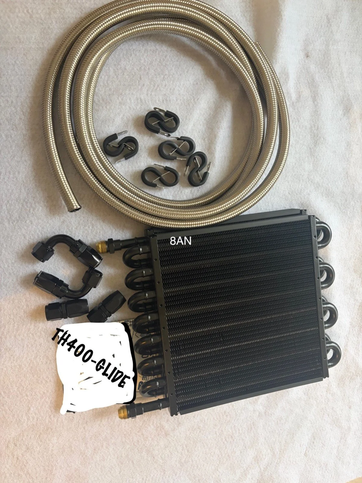 TH400/ POWERGLIDE DERALE 15300 TRANSMISSION COOLER KIT W/ 8AN LINE & FITTINGS