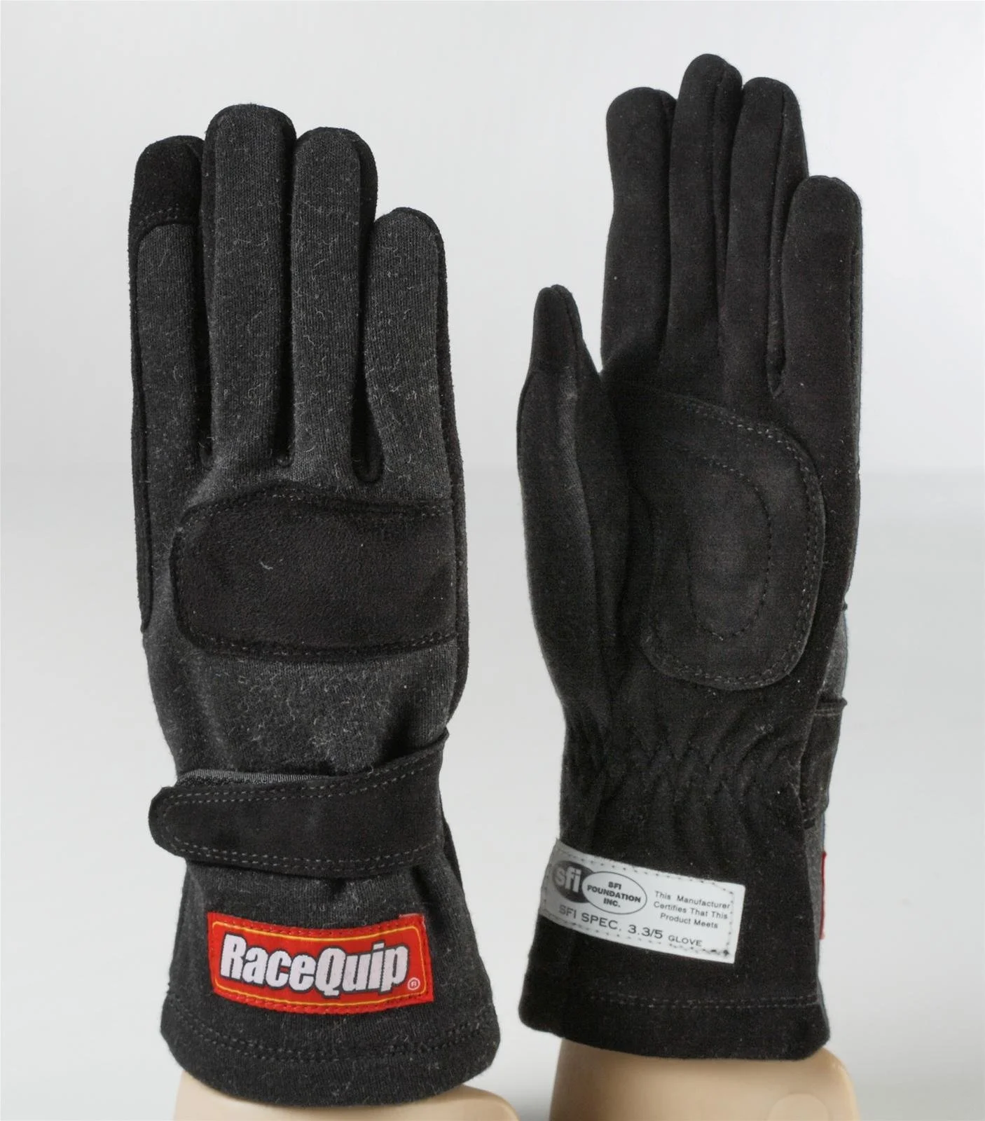 SFI 3.3/5 BLACK SHORT GAUNTLET NOMEX RACE GLOVES -BLACK