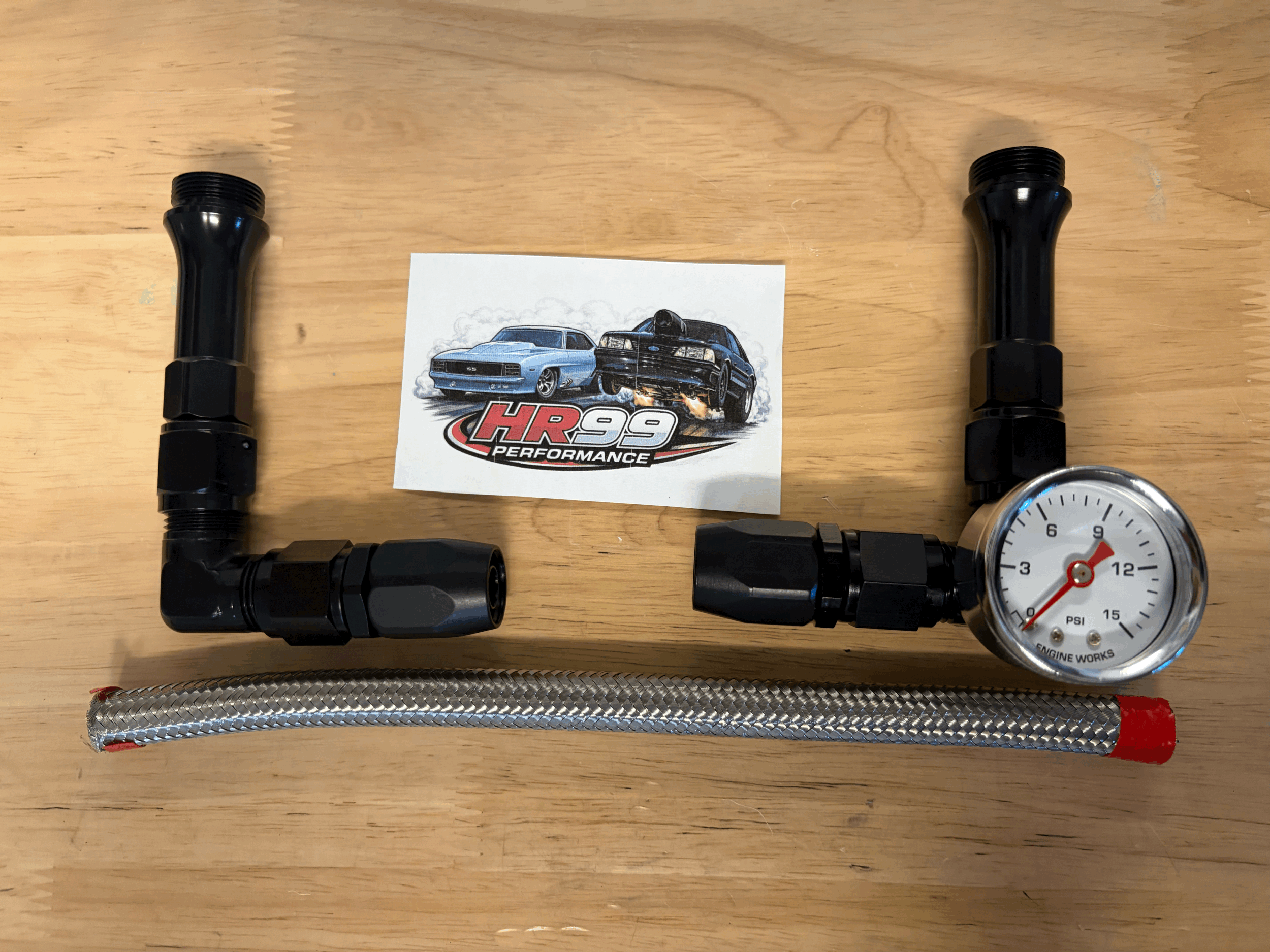 DUAL FEED FUEL LINE KIT 4150/4500 STD.  HOLLEY CARB  8AN W/FUEL PRESSURE GAUGE