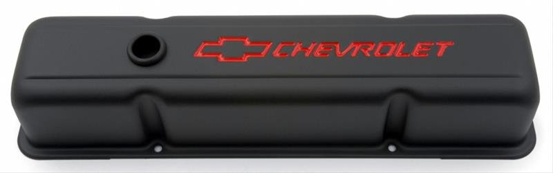 Stamped Steel Chevy Valve Covers, Black Crinkle - Tall