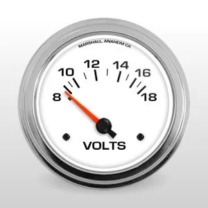Comp II 2-5/8" ELECTRICAL VOLTMETER   Gauge. White Dial Performance Gauge