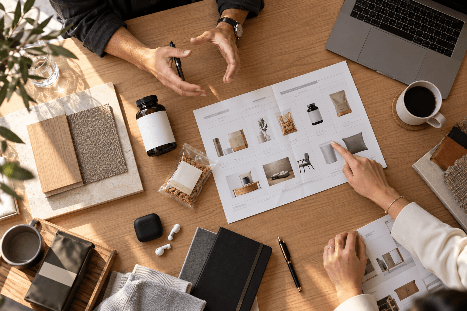 Retail buyer meeting reviewing products from overseas brands entering the Australian market