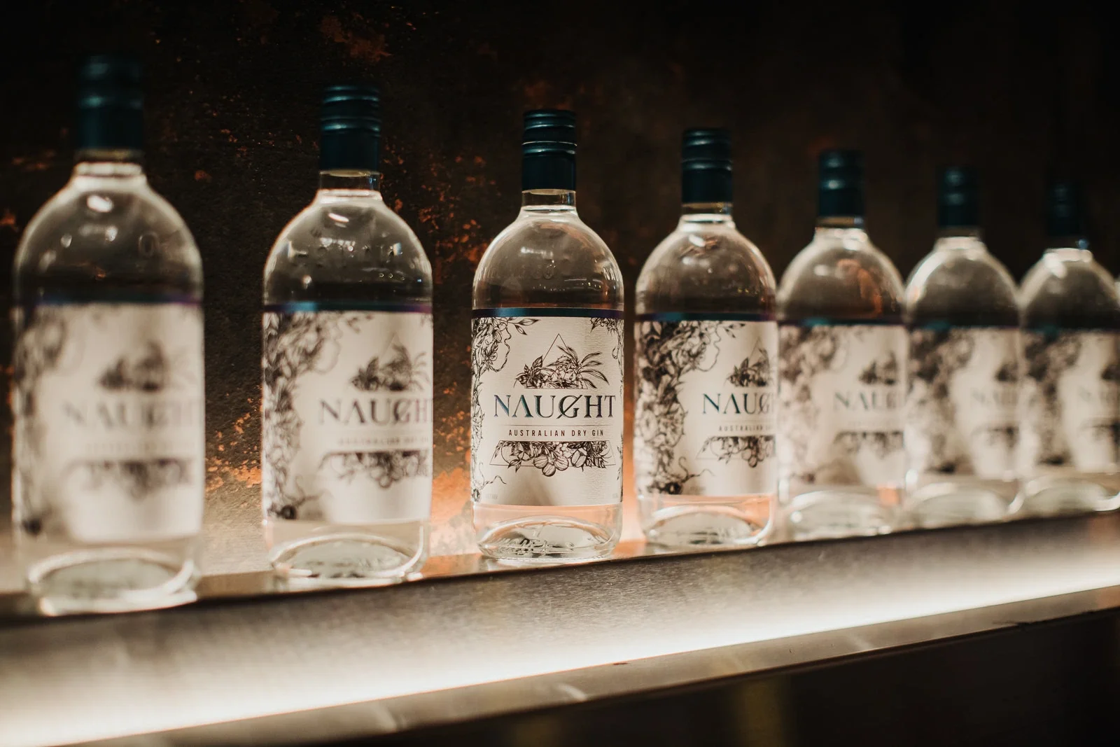 Naught Distilling premium Australian gin bottles at the Victorian distillery