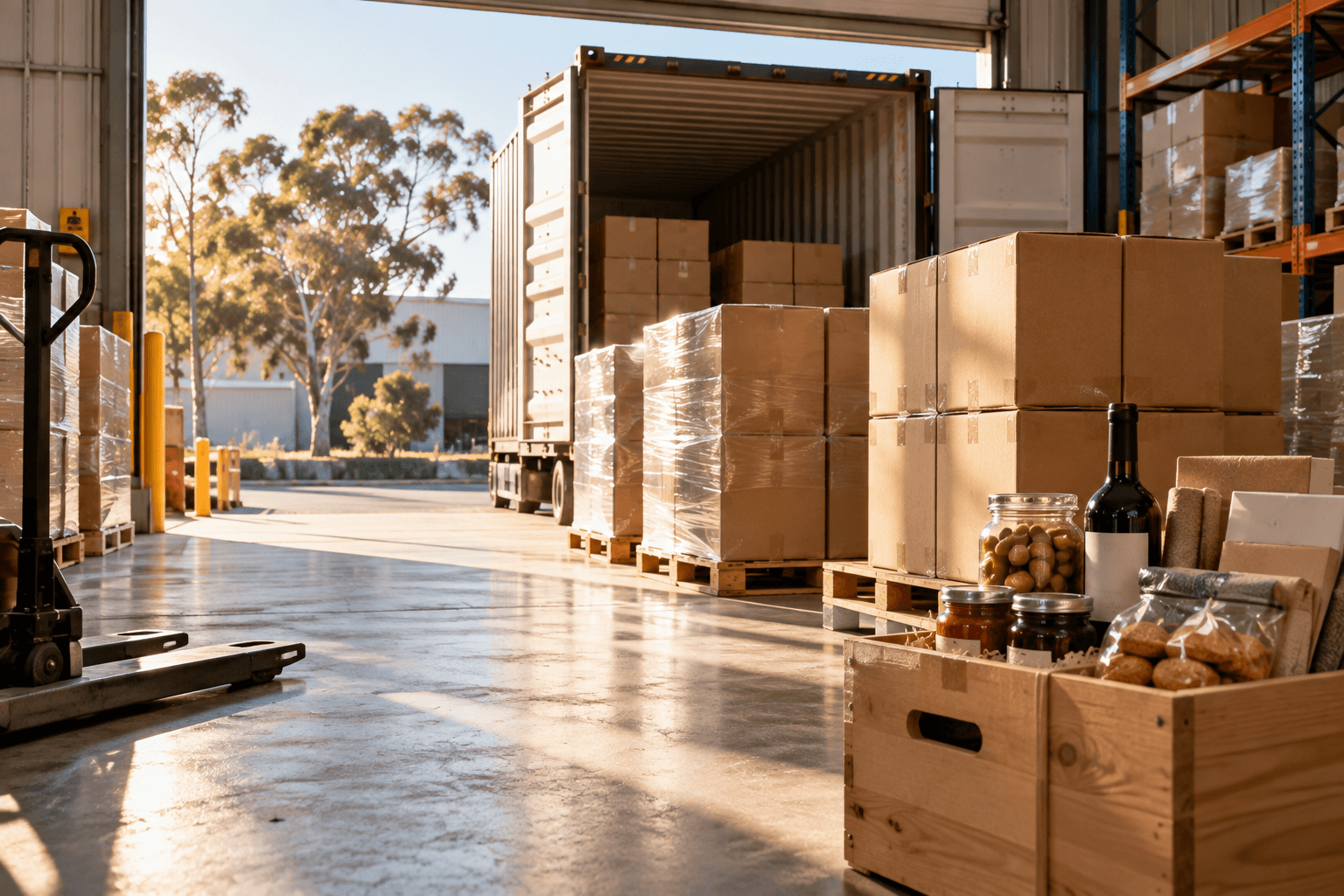 Imported goods arriving at an Australian warehouse ahead of the EU Australia free trade agreement