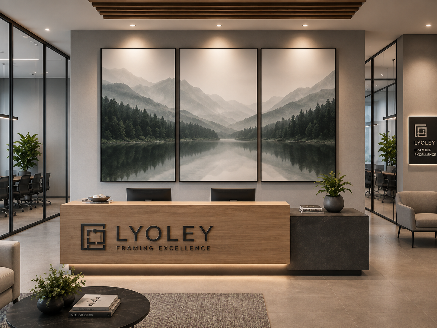 Lyoley aluminium picture frames displayed on an interior wall