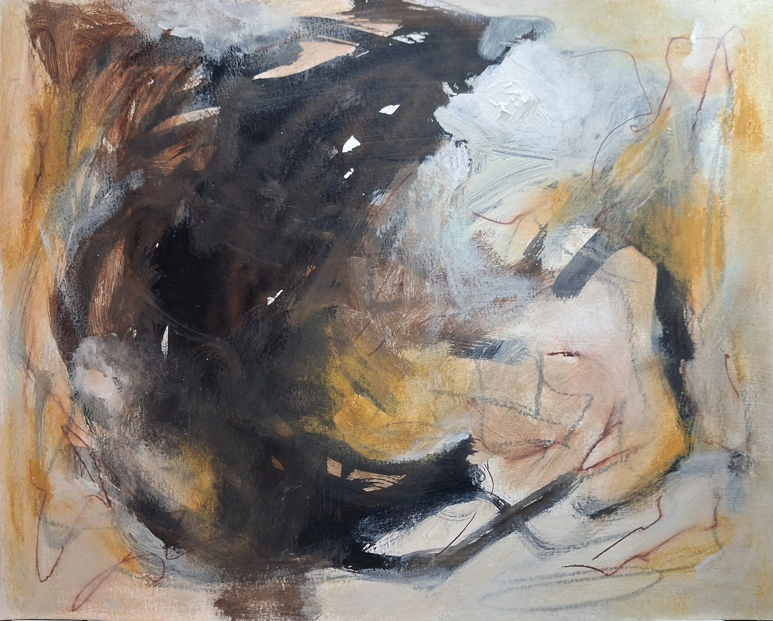 11x14  Acrylic landscape on paper "Golden Hour"