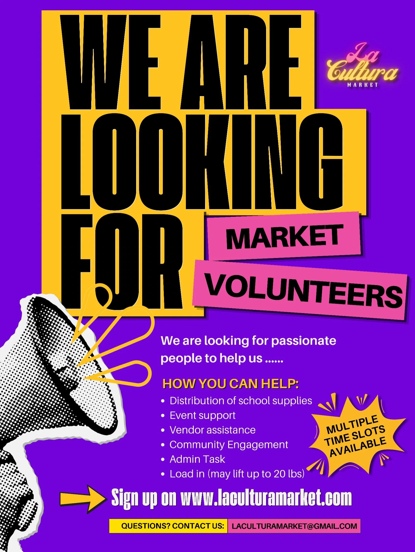 Help us give back. / Ay&uacute;danos a servir. ❤️

We&rsquo;re looking for volunteers to help at the event and distribute backpacks &amp; school supplies at our Back to School Bash! 🎒 Every helping hand makes a difference. ✏️📚🖍️

&iexcl;Estamos bu