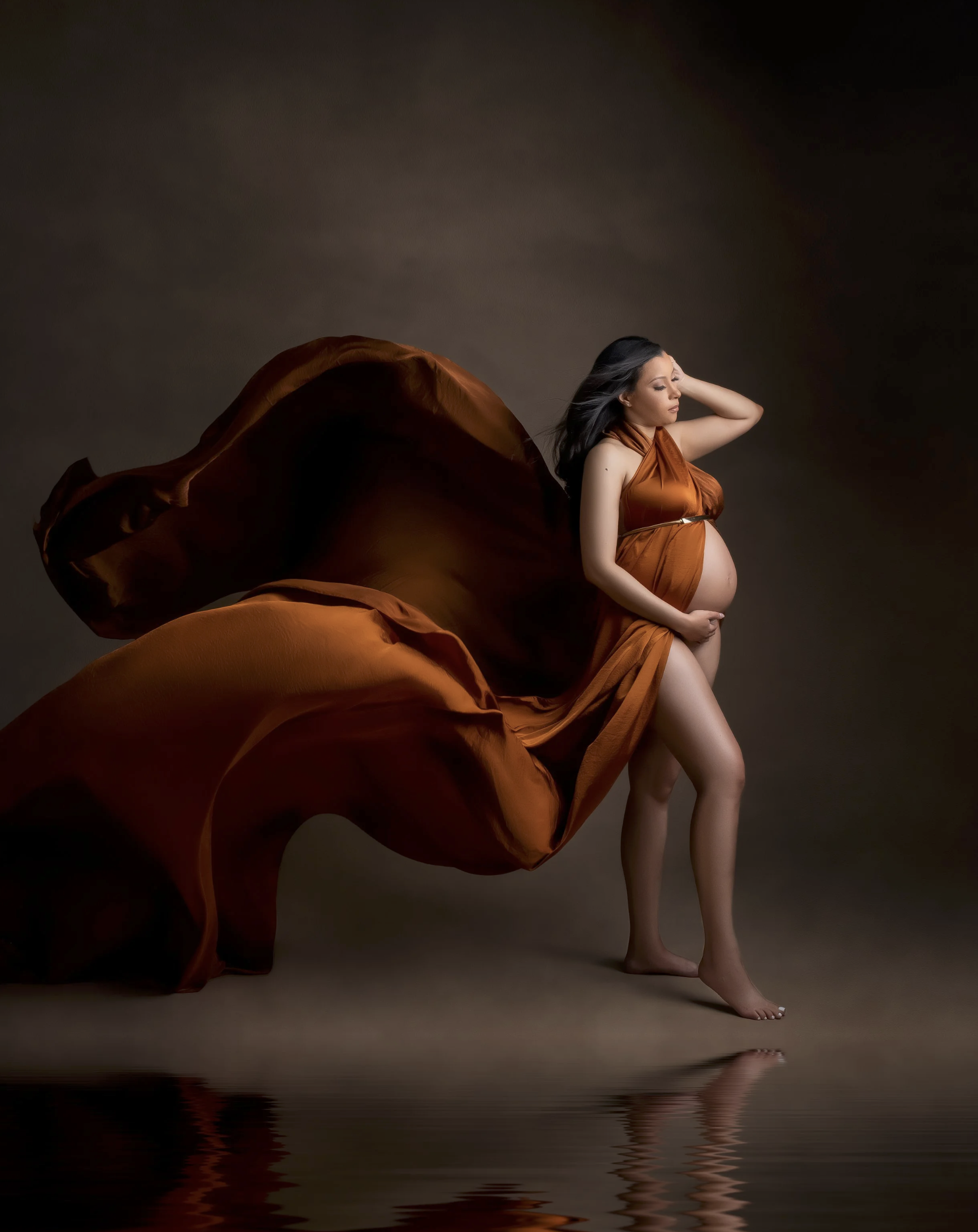 54. Cognac silk fabric