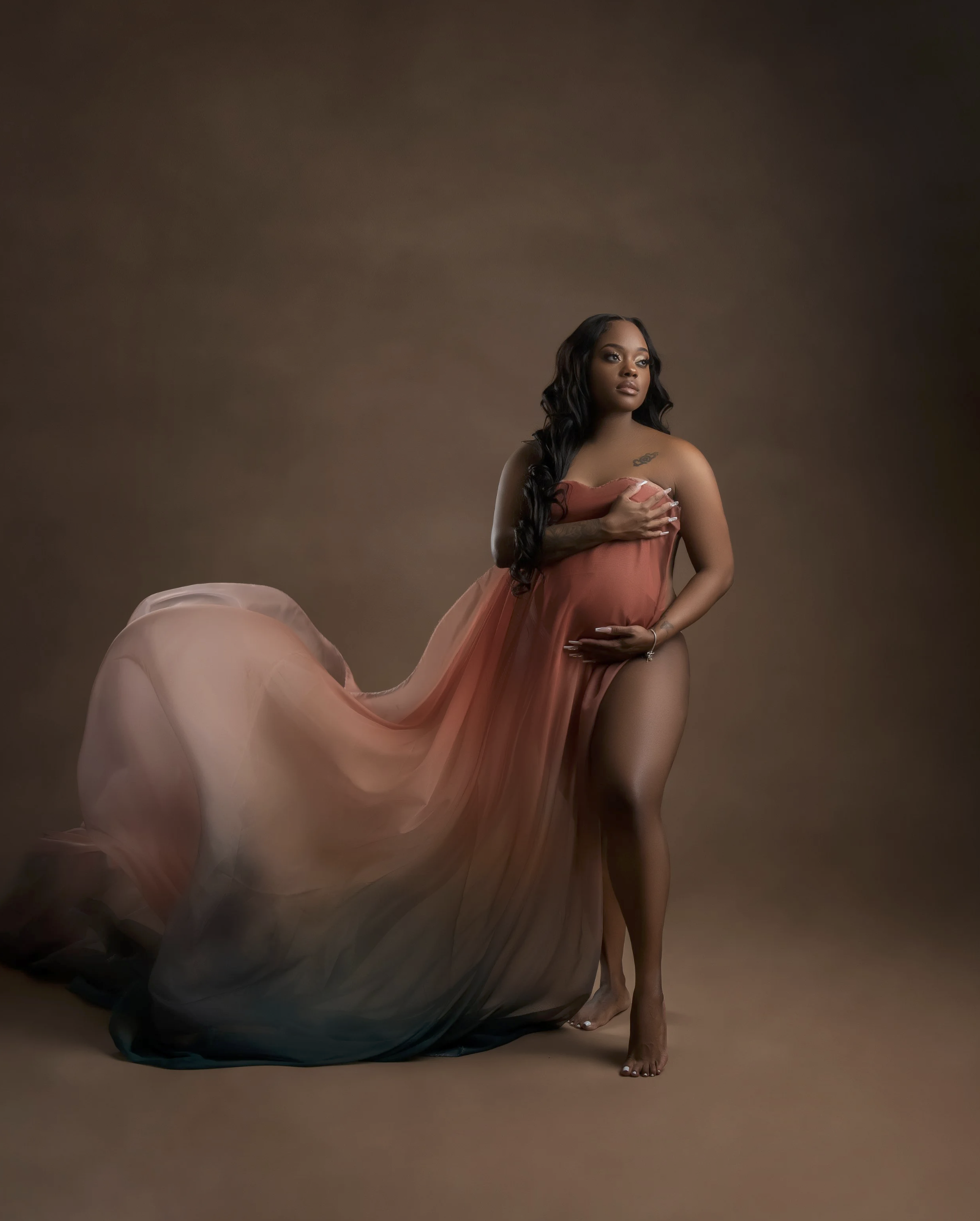 54A. Ombre chiffon fabric