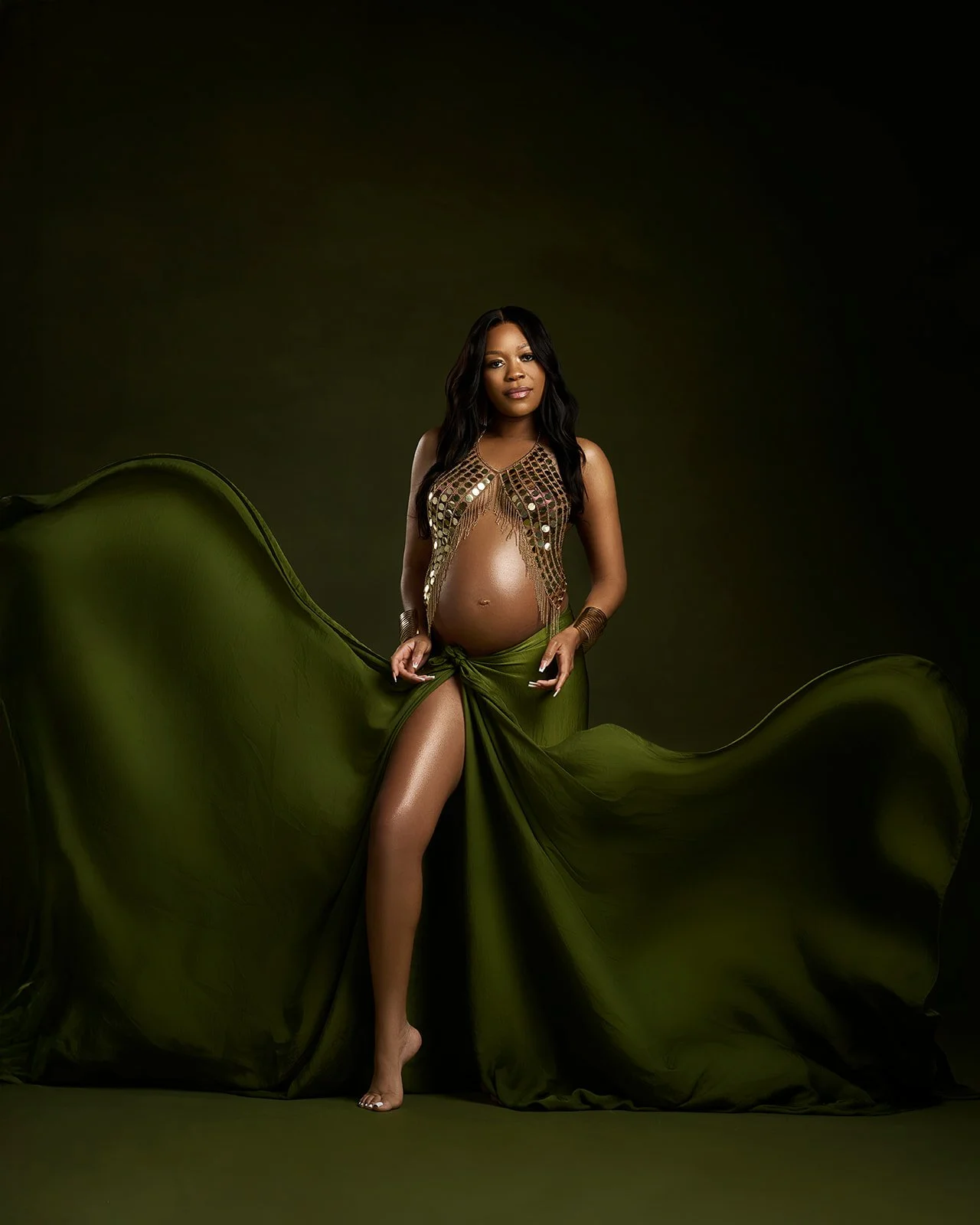 Pregnancy portrait photographed in Cypress TX maternity studio