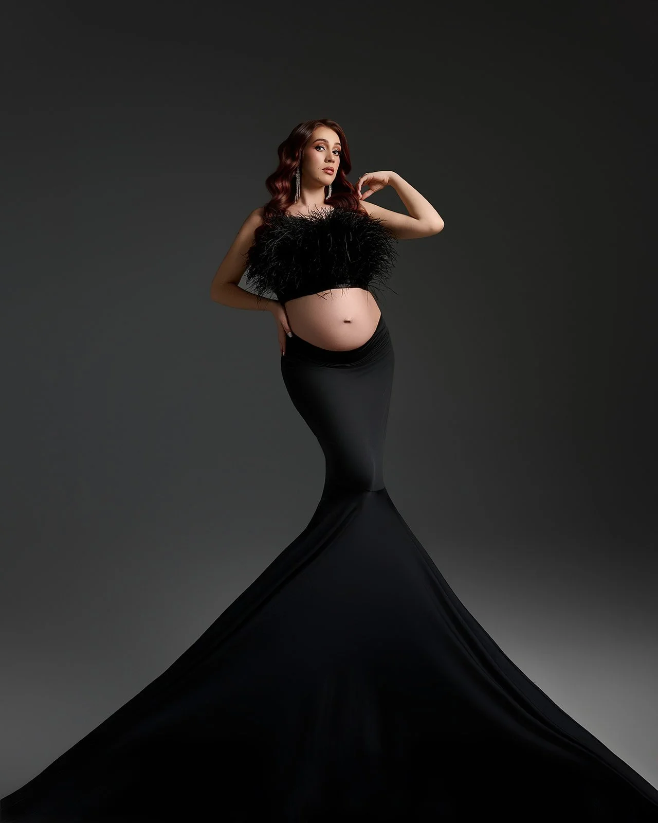 Studio maternity portrait photographed in Cypress TX by Houston maternity photographer Yancy Villatoro