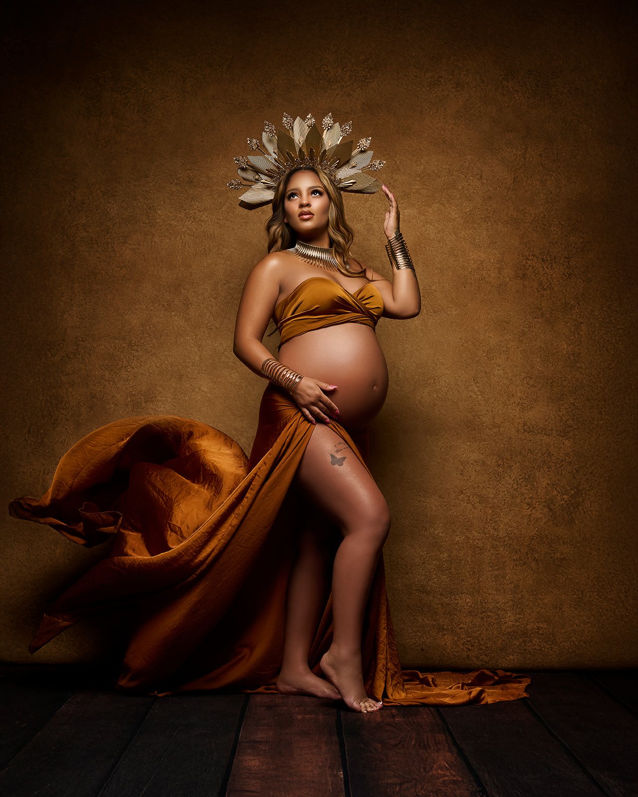 Fine art maternity photography session celebrating motherhood