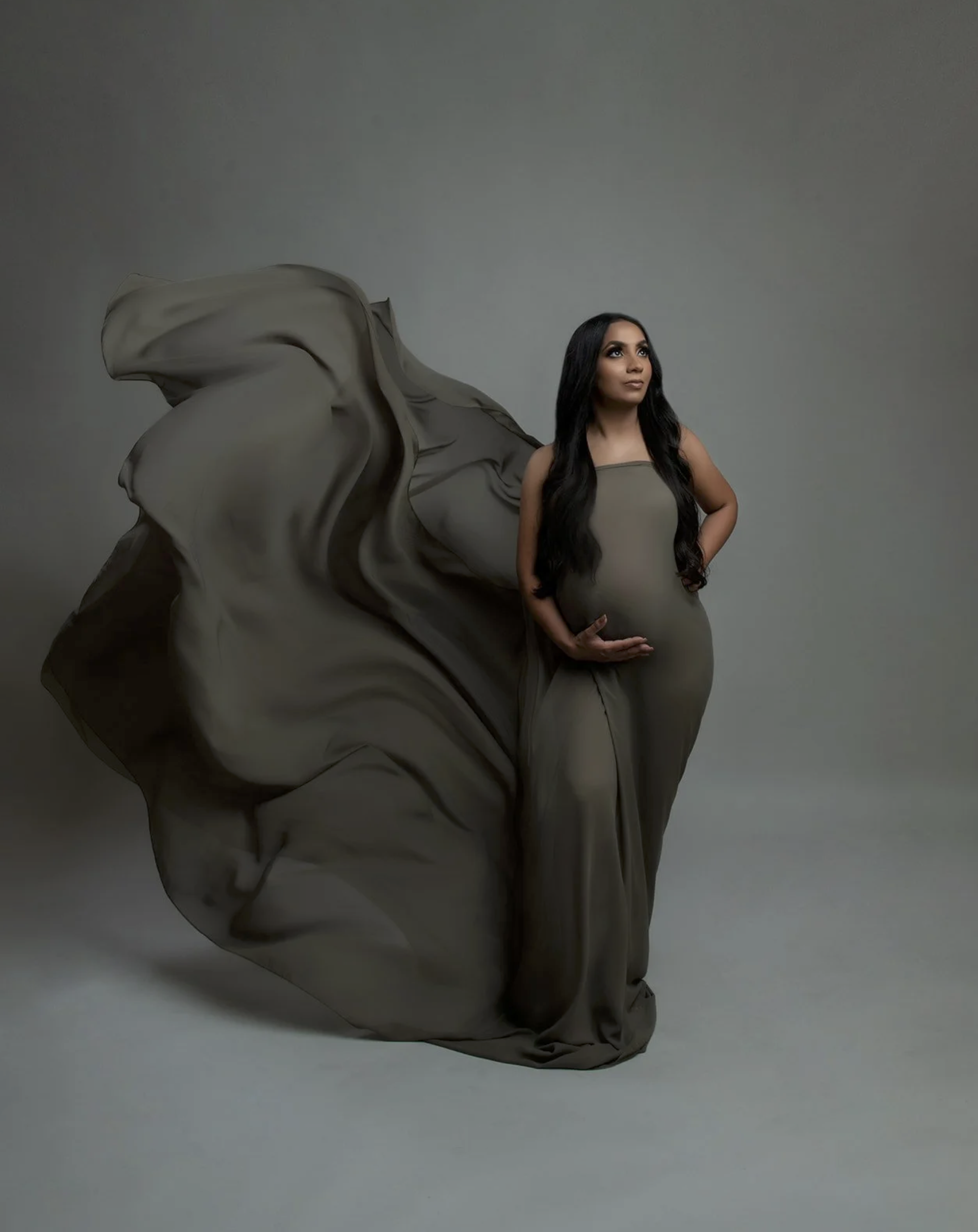 60. Olive chiffon fabric