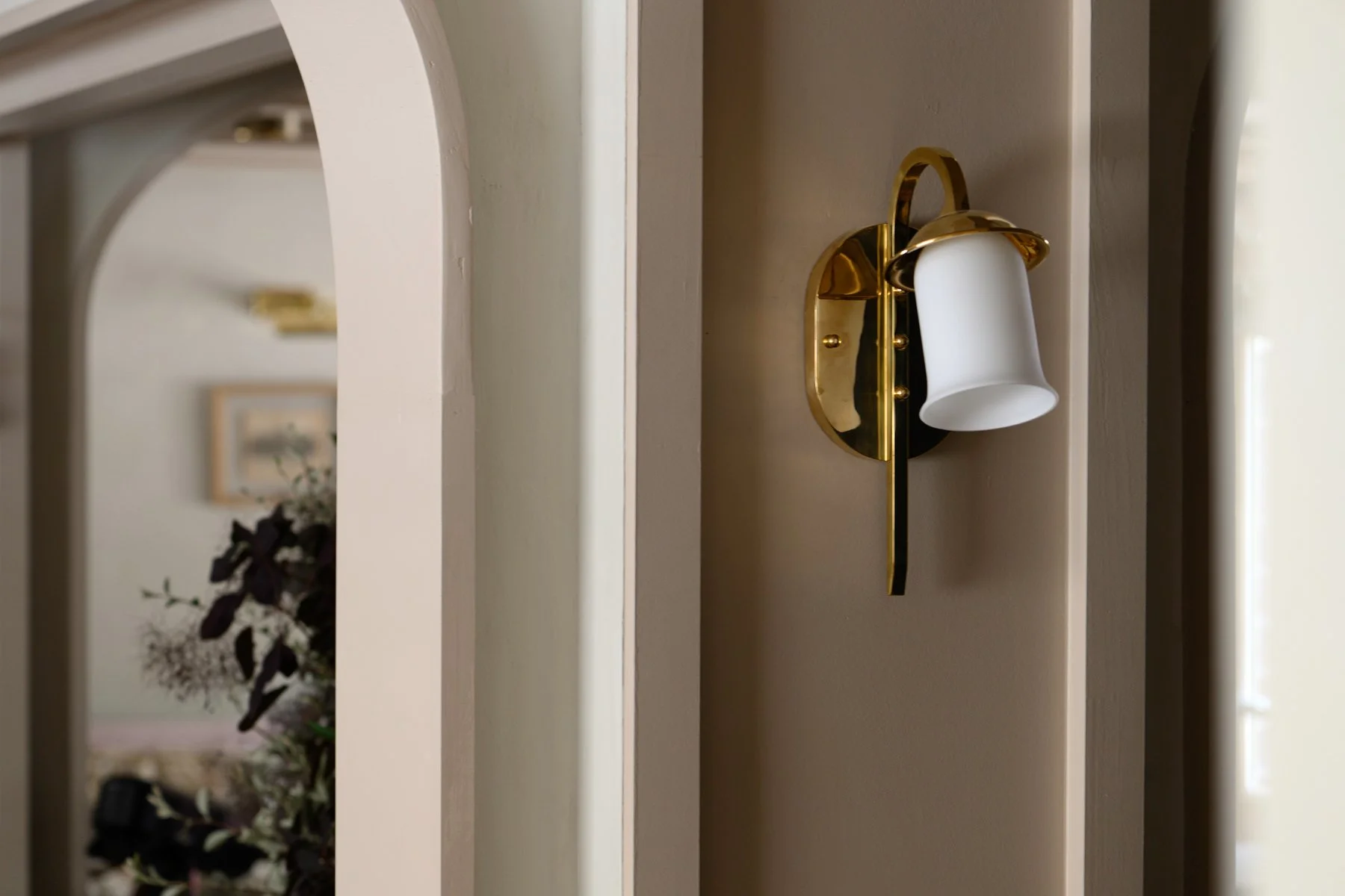  Unlacquered Brass, Opal Glass Diffuser 