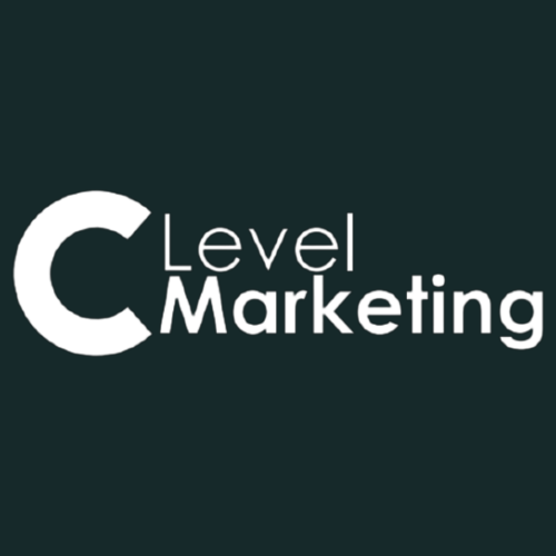 Logo for Level Marketing with a large letter 'C' and the words 'Level Marketing' next to it in white text on a dark background.