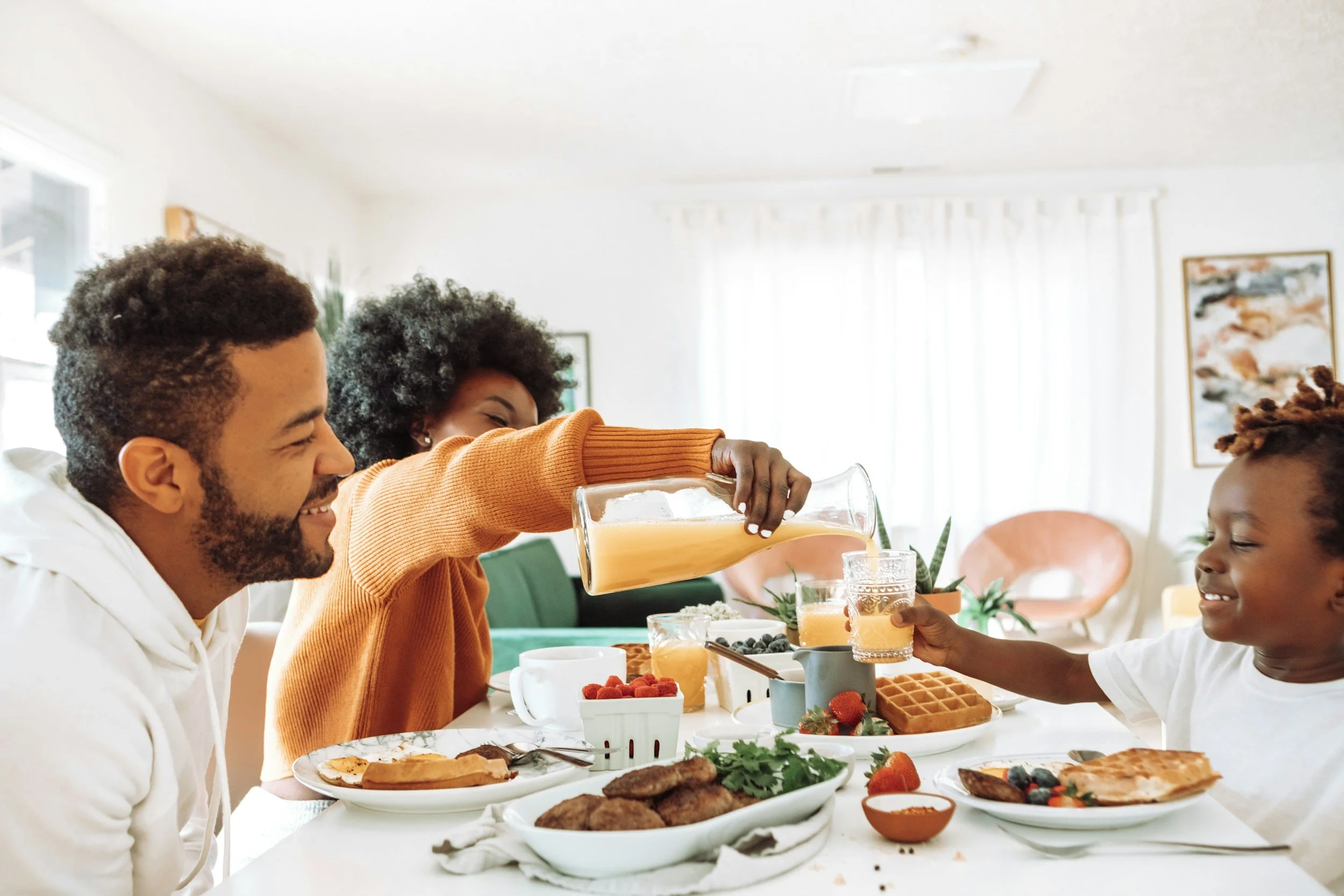 Family eating together after feeding therapy