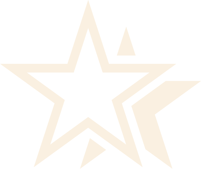 Stylized star with an overlapping smaller star in a minimalist design.