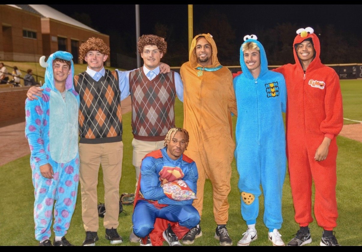 Baseball team in costume for Halloween kids event