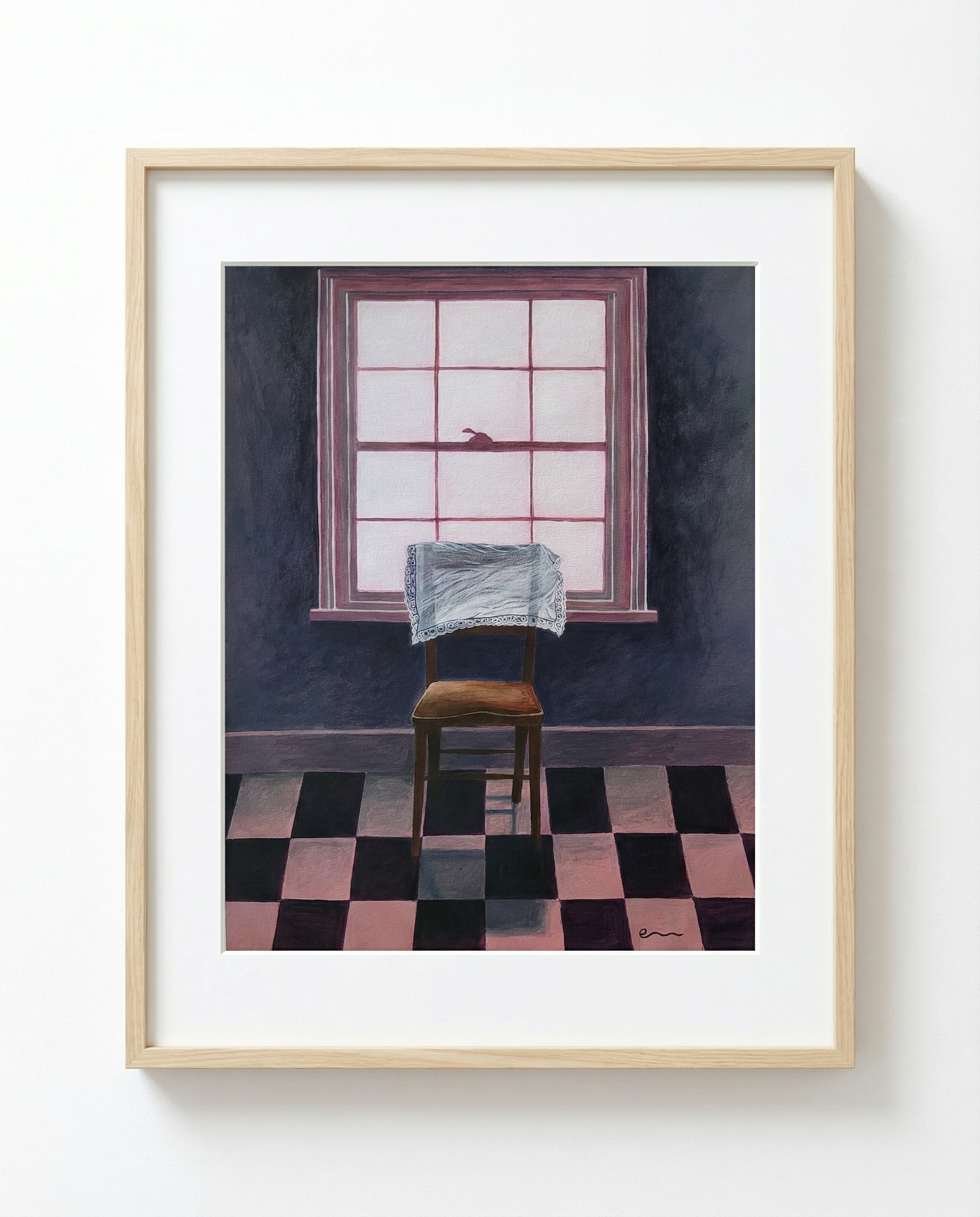 Chair With Lace Handkerchief Giclée Print by Emily Bharatiya.png