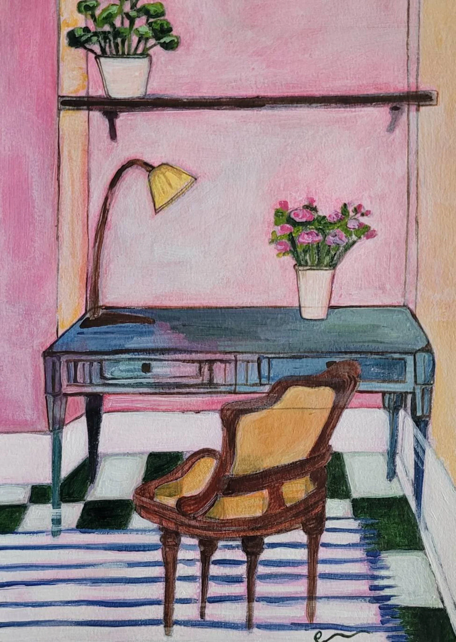 Yellow Chair and Blue Desk by Emily Bharatiya.webp