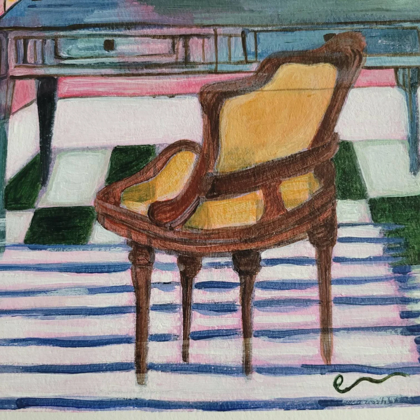 DETAIL Yellow Chair and Blue Desk.webp