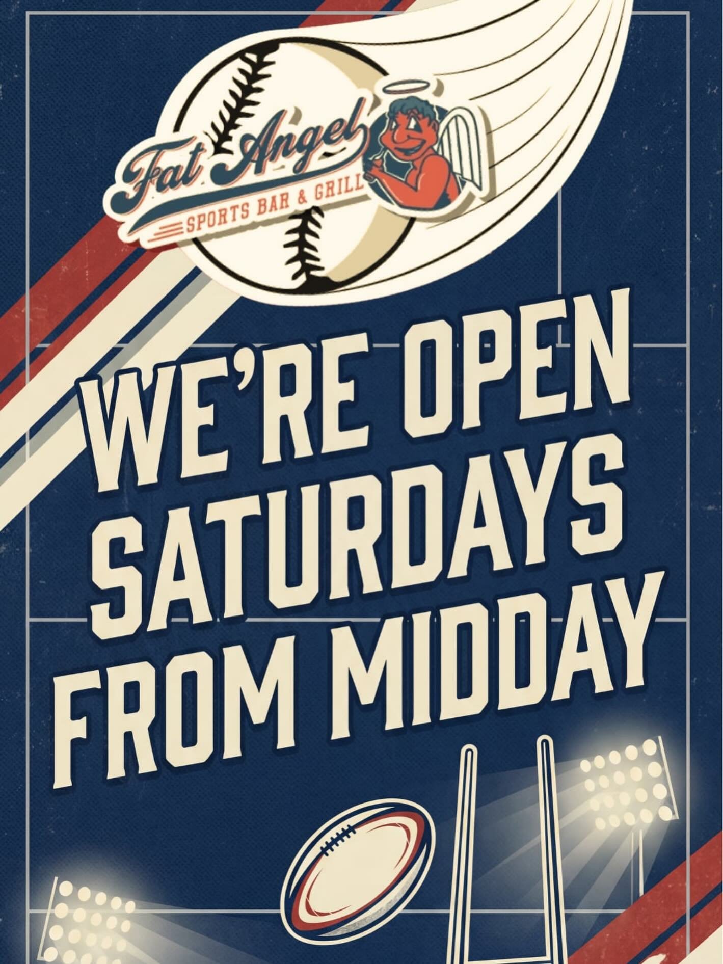 Need Saturday lunch plans? Hungry ? 
Come join us at Fat Angels and we got you covered. 🏈🍔