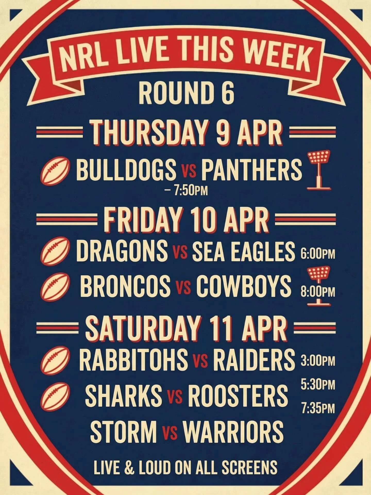 Join us for the next rounds of NRL and AFL this week at Fat Angel Sports Bar! 
What a  way to relax after the easter weekend 🍻