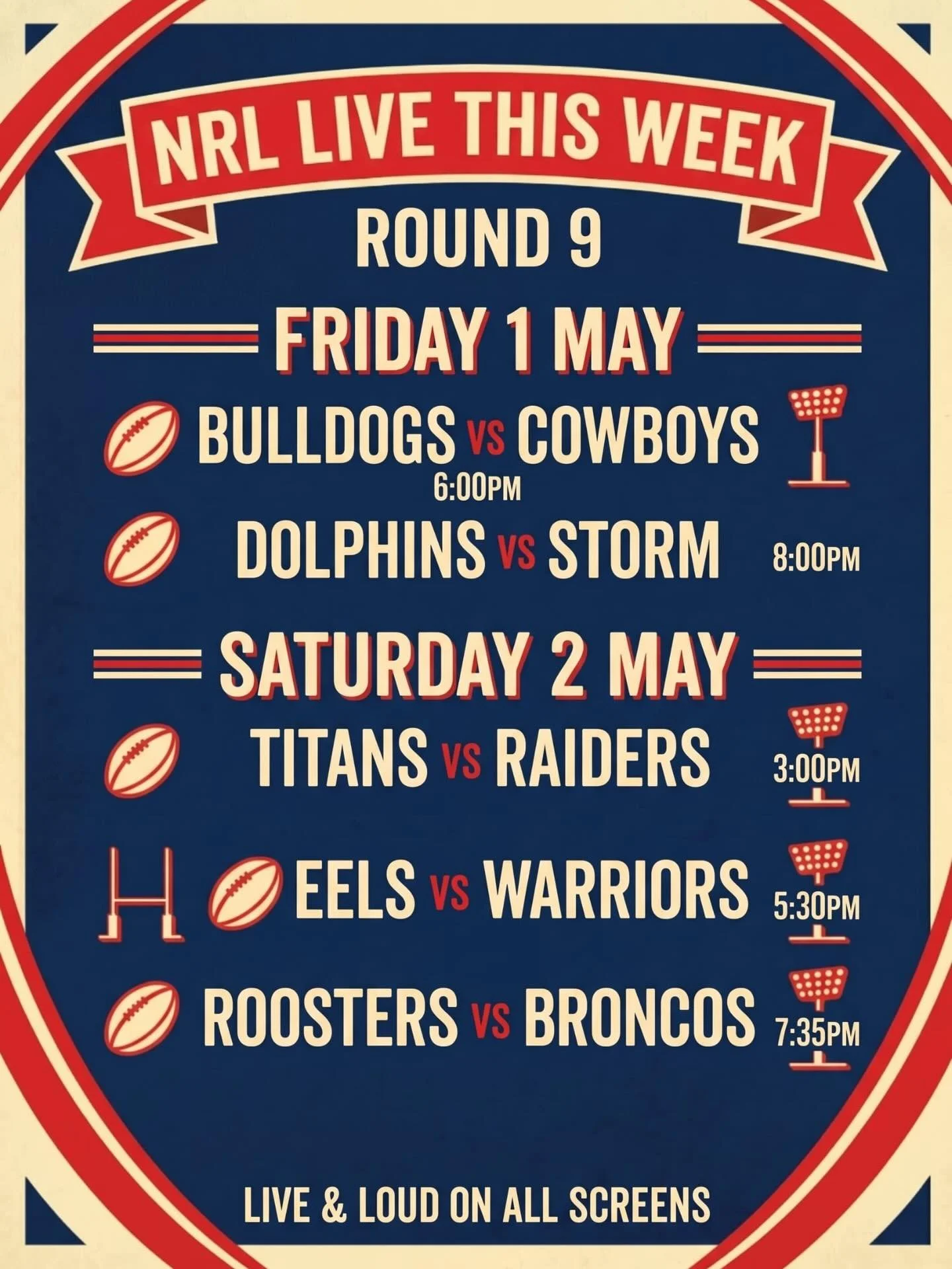 NRL and AFL this week !
Come into Fat Angels sports bar for special footy deals and good vibes 🏈🍻

#seeyouthere #nrl #afl