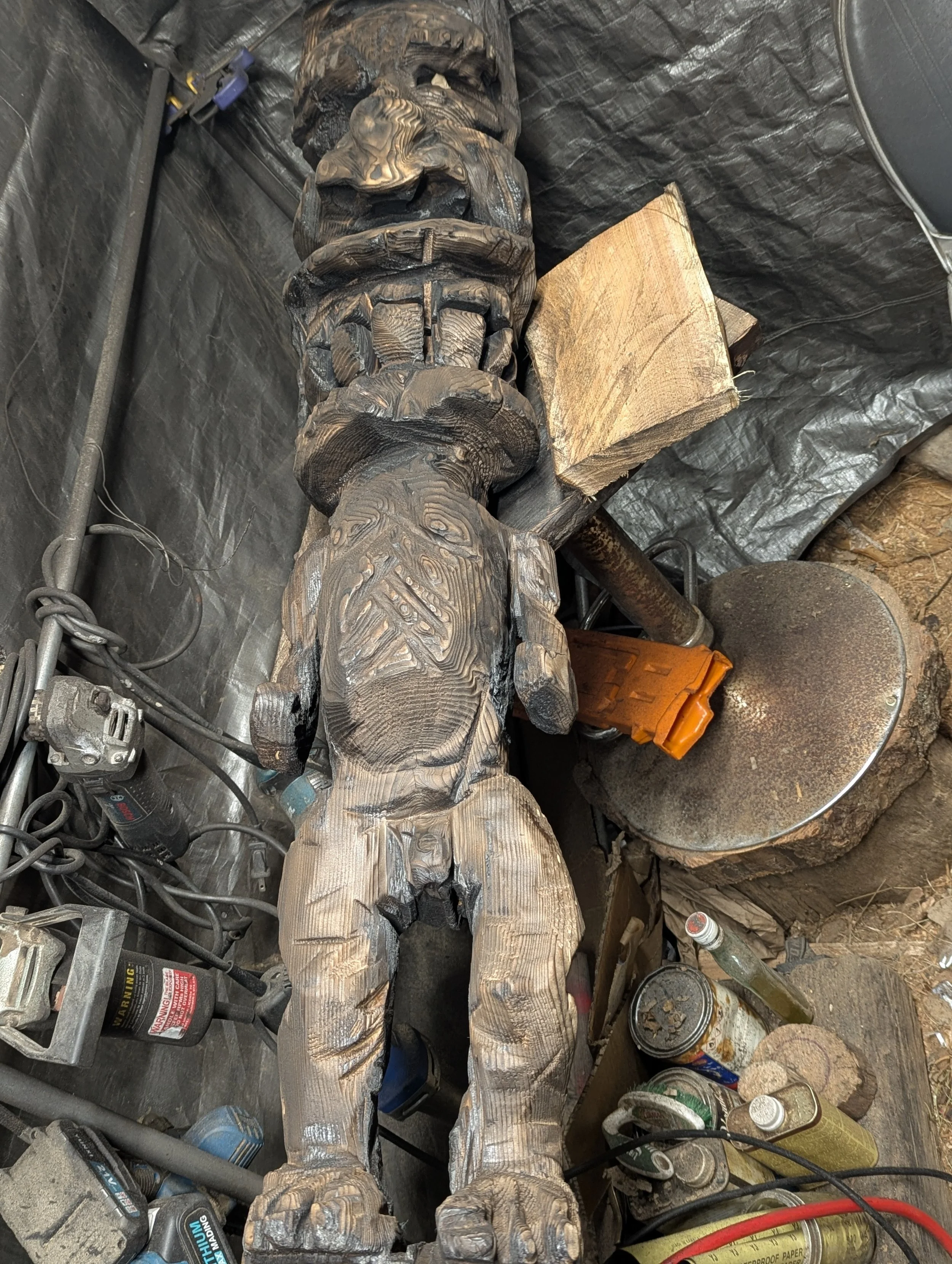 Tiki after first burn