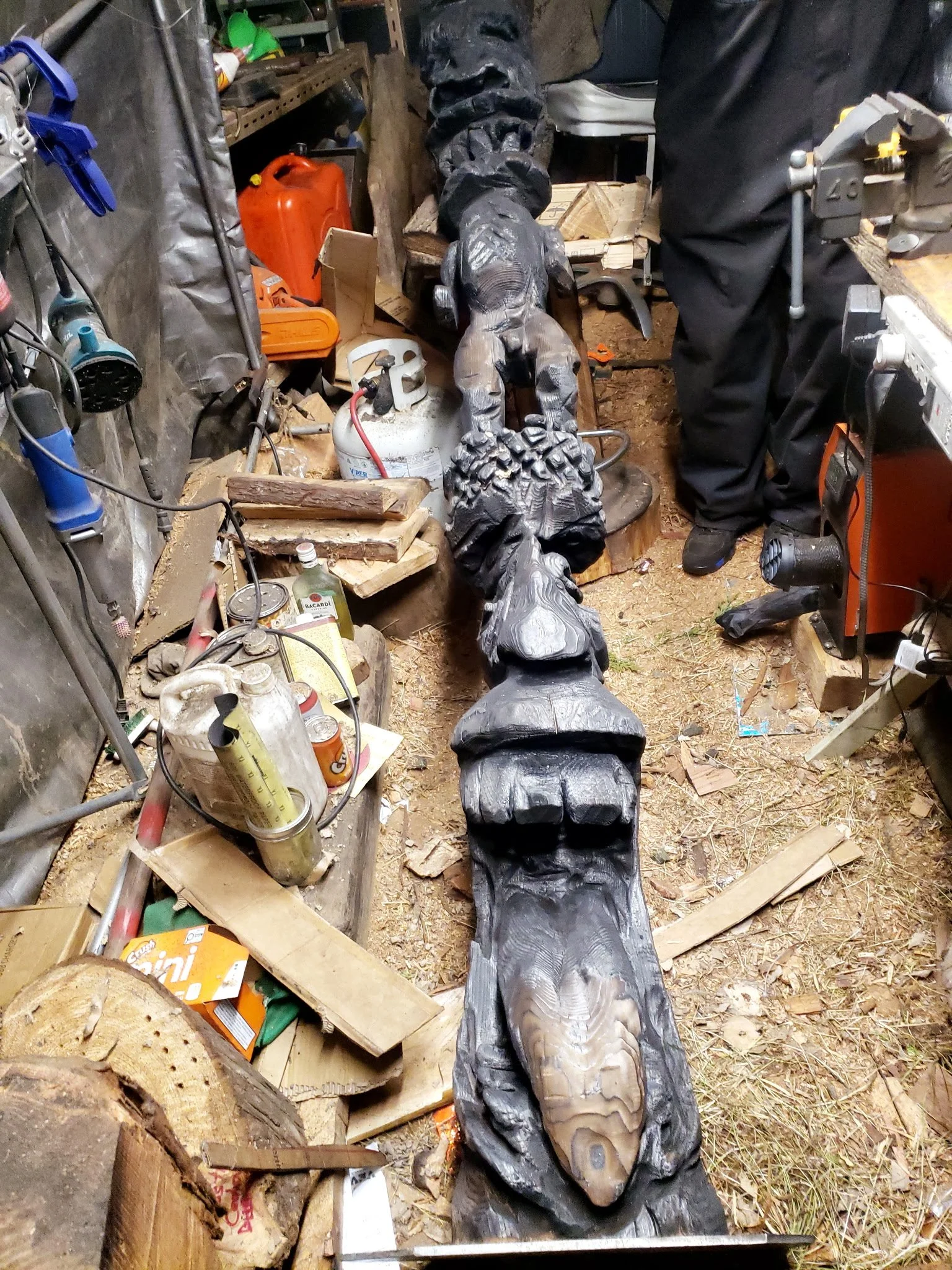 Tiki after first burn