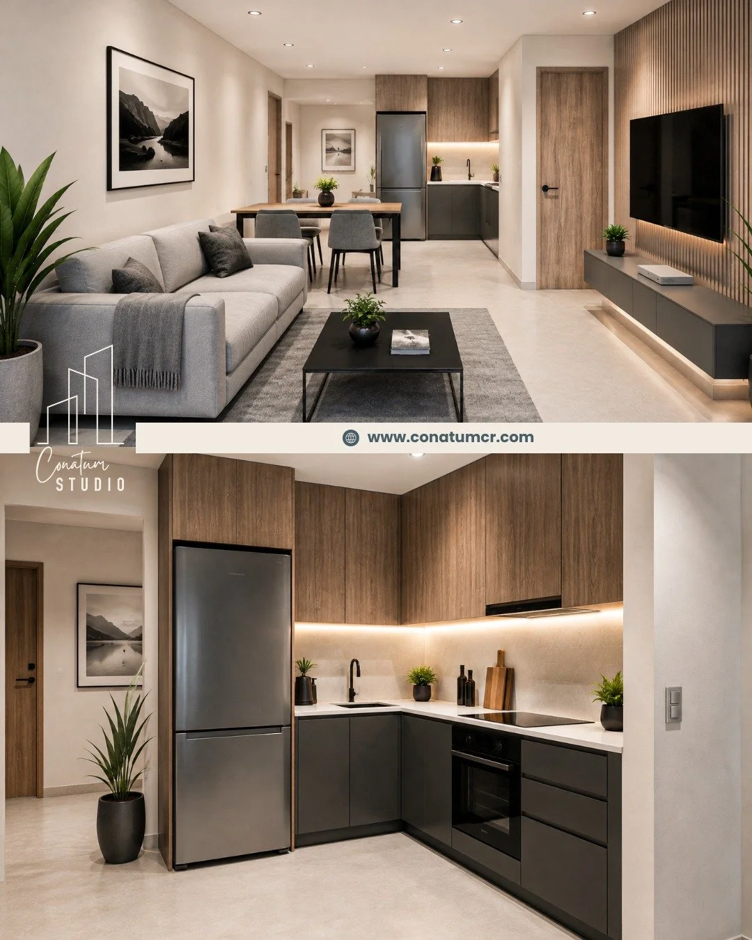 Un apartamento peque&ntilde;o tambi&eacute;n puede sentirse como un gran hogar.

Este proyecto fue dise&ntilde;ado bajo una l&iacute;nea minimalista y contempor&aacute;nea, donde cada detalle busca crear equilibrio entre est&eacute;tica, funcionalida